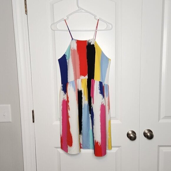 Crosby By Mollie Burch Abstract Watercolor Spaghetti Strap Dress - Picture 1 of 7